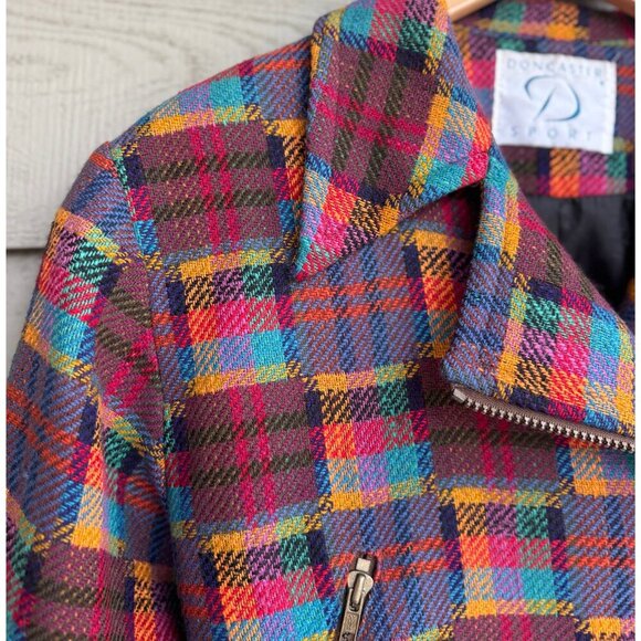 Vintage Doncaster Sport Plaid Wool Blend Jacket Size 6 Made in USA - Picture 6 of 10